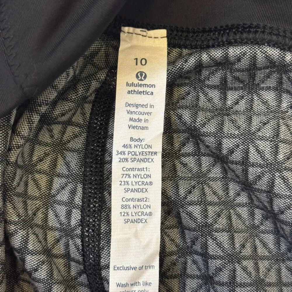Lululemon Straight Up Pant Tri Geo Silver Spoon Black Womens Size 10